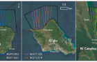 Figure 1. Study areas showing areas of interest and ICESat-2 ground tracks. Background imagery from MAXAR/DigitalGlobe. Image credit: Dietrich et al, 2023